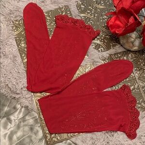 🌹Elegant Red Lace Trim Super Sexy Thigh High Tights